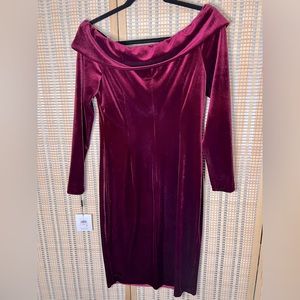 Size 10 burgundy velvet bodycon Calvin Klein dress